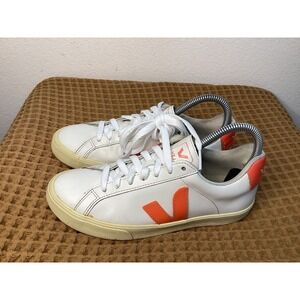 Veja Campo Chromefree Leather White Orange Women's Sz 6 Casual Shoes